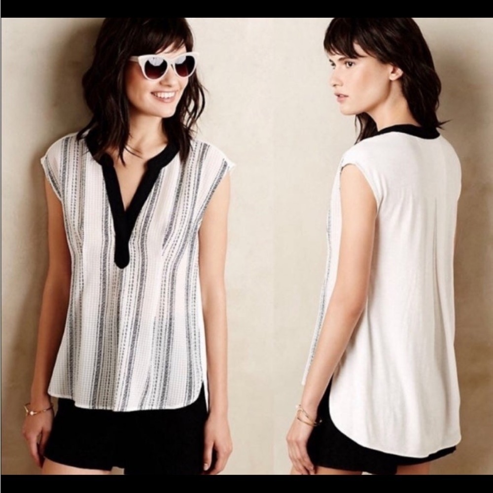 Anthropologie Postmark egress split v neck top sz S